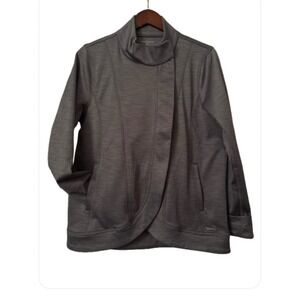 Jaanuu Scrub Jacket Gray Size XL snap closure at Neck 4 Pockets Thumb Holes EUC!